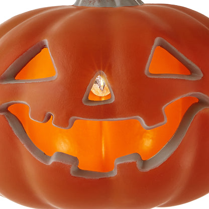 23cm LED Light-Up Pumpkin – Halloween Orange Decorative Lamp for Indoor & Outdoor Use